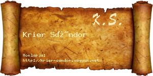 Krier Sándor névjegykártya
